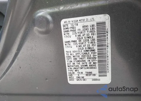 2020 Nissan Rogue S Fwd z USA, uszkodzony, nr VIN JN8AT2MT2LW036693